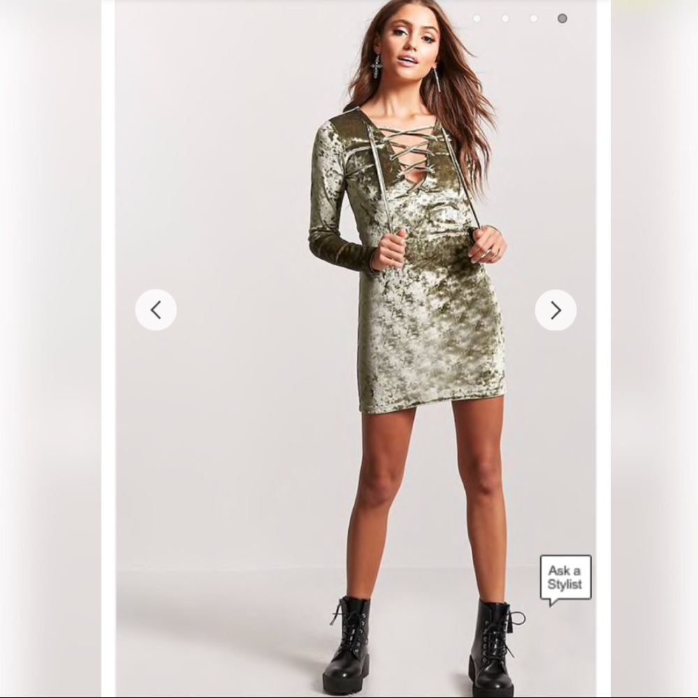 Crushed velvet lace-up dress